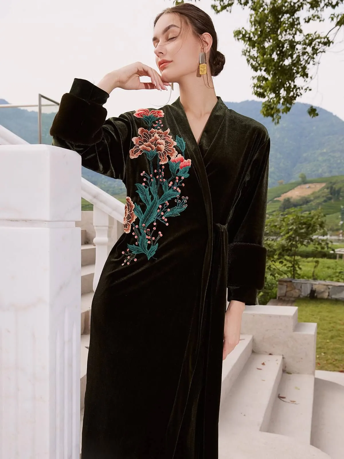 Luxurious Embroidered Velvet Robe