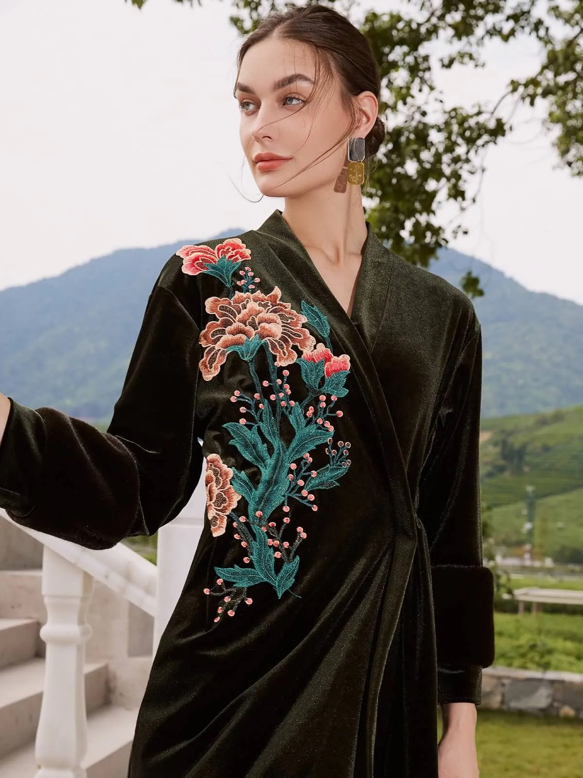 Luxurious Embroidered Velvet Robe