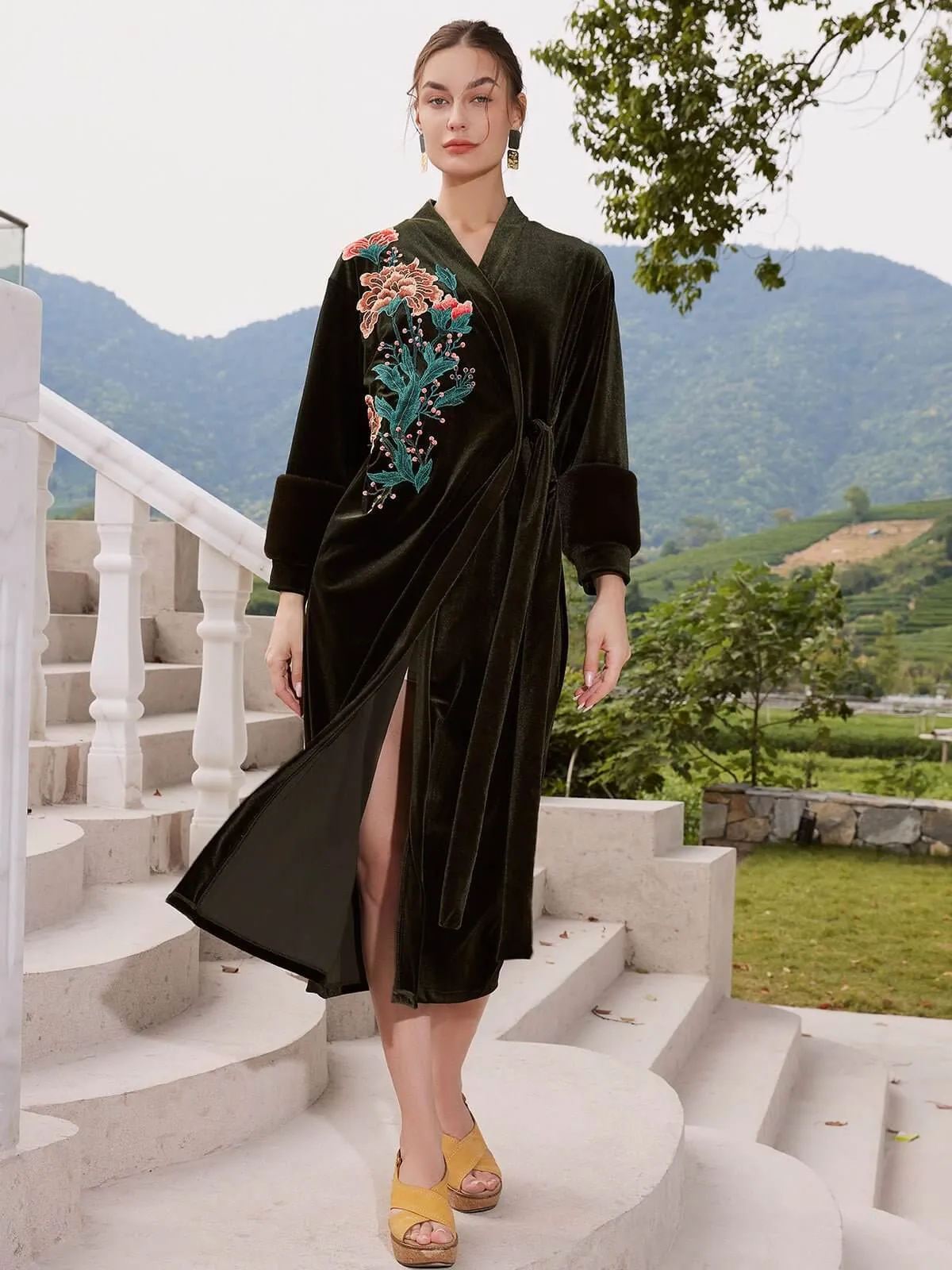 Luxurious Embroidered Velvet Robe