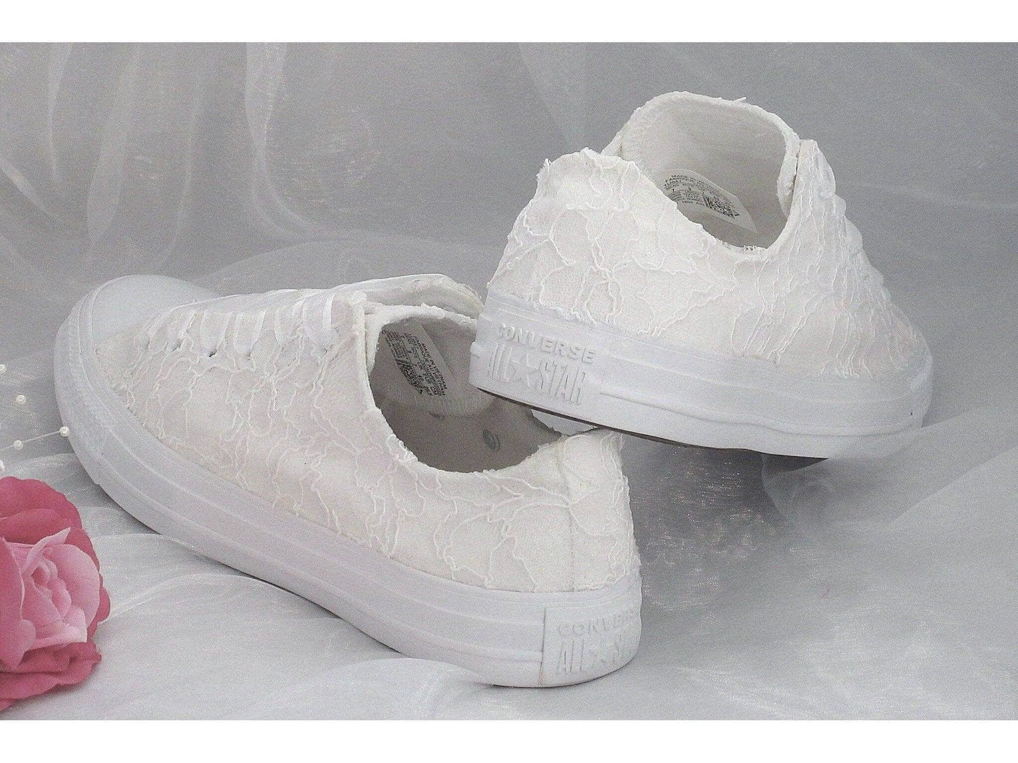 White Lace Wedding Converse Trainers For Brides