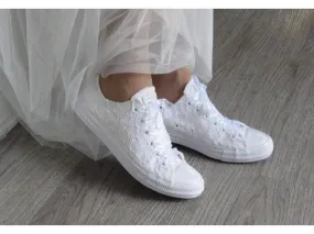 White Lace Wedding Converse Trainers For Brides