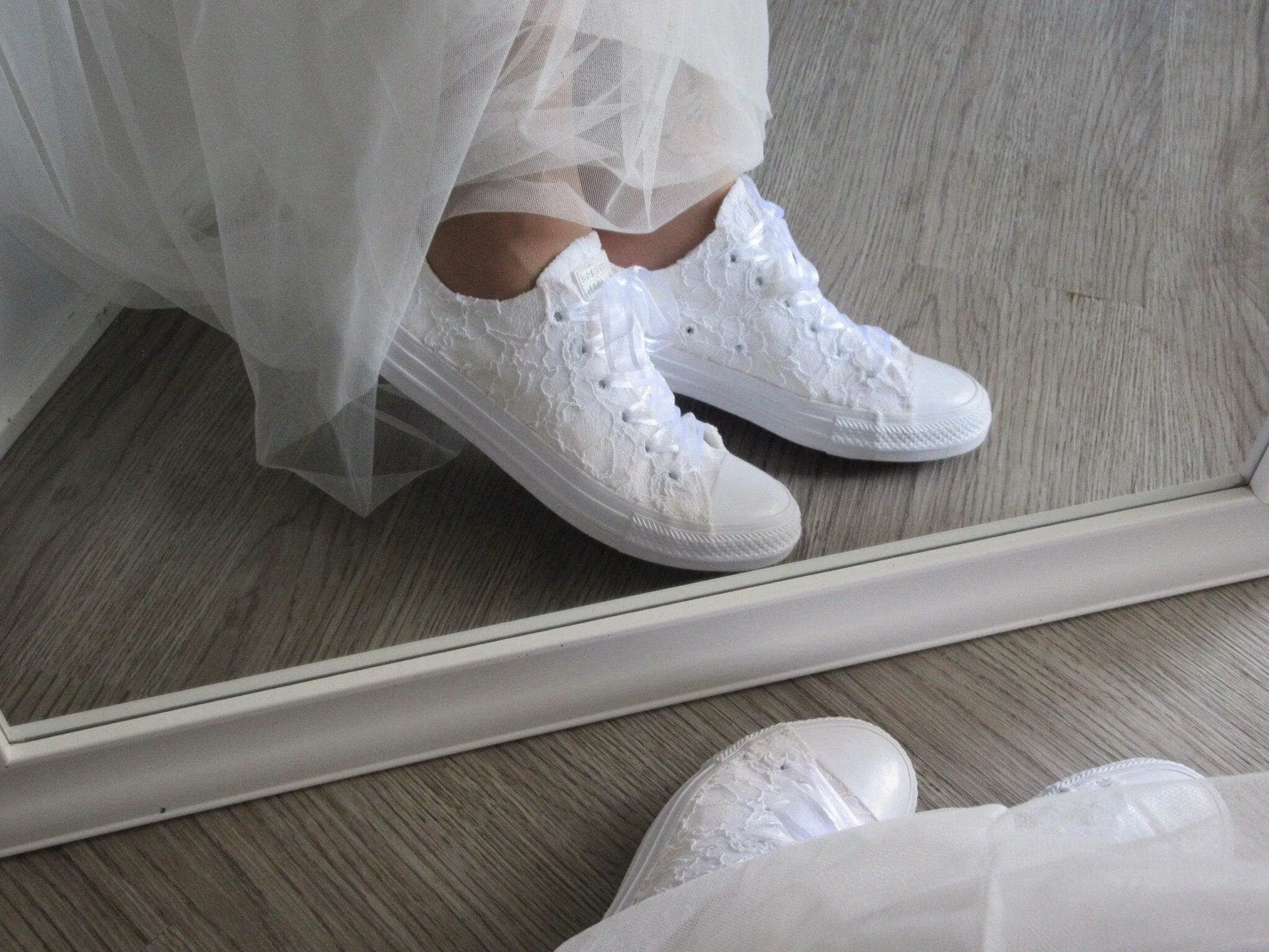 White Lace Wedding Converse Trainers For Brides