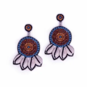 Wood Embroidery Earring