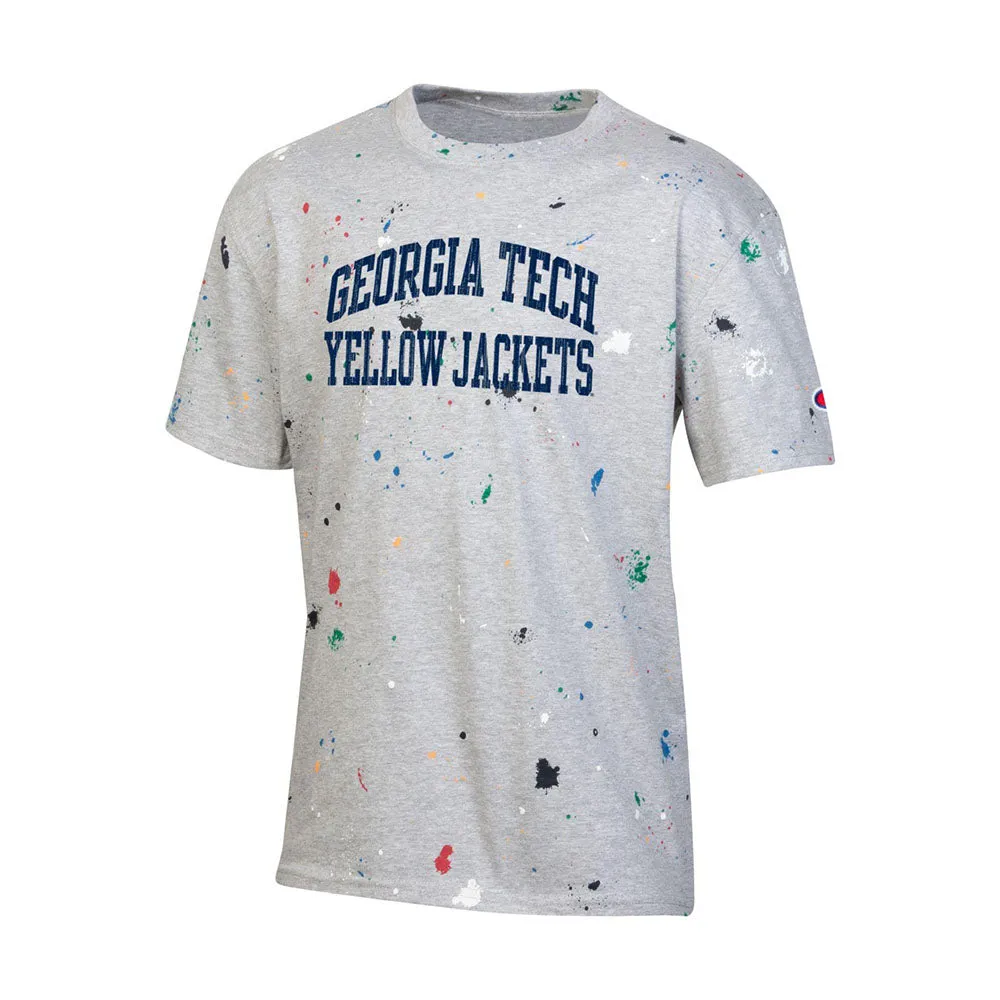 Youth Georgia Tech Yellow Jackets Paint Drop Grey T-Shirt